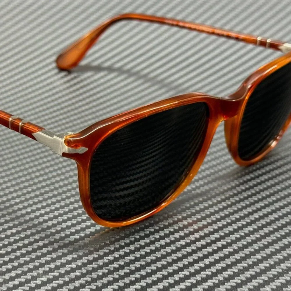 PERSOL Black Polarized 57mm Havana Sunglasses